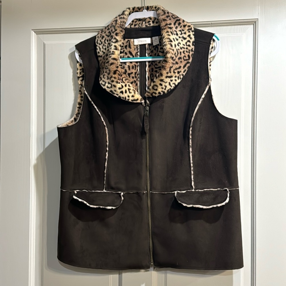 Leopard Print and Brown Vest
